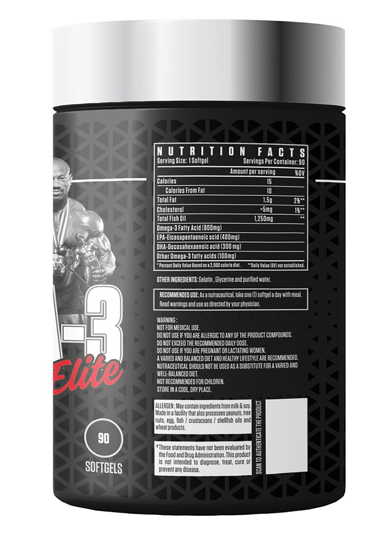 DEXTER JACKSON Black Series Omega-3 Elite 1250 mg Triple Strength Fish Oil - 90 Softgels - Image 3