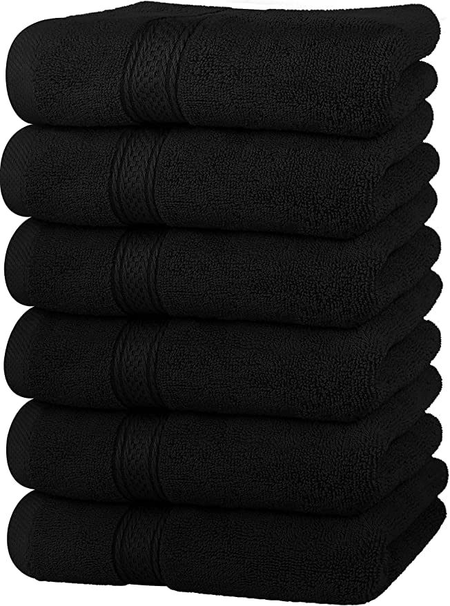 JENNY DENIAL 100 Cotton Super Soft absorvent Black Hand Towel Face Towel Wash Basin Kitchen Towel Spa Saloon Small and Medium Size Combo Pack of 16 24 2 - Image 1