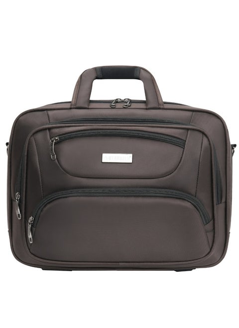 Laptop Bag, Premium 15.6" Business Briefcase With Multiple Compartments, Padded Shoulder Strap, And Water-Resistant Material, Brown