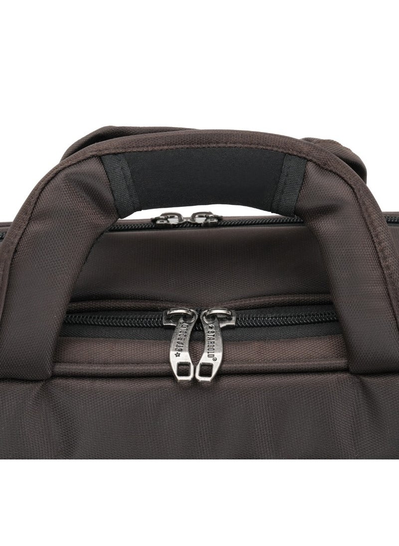 Laptop Bag, Premium 15.6" Business Briefcase With Multiple Compartments, Padded Shoulder Strap, And Water-Resistant Material, Brown