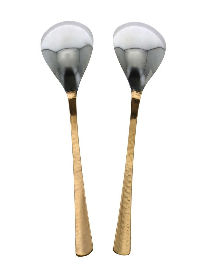 Zap Impex Spoons, Indian hammered served spoon for rice, made of stainless steel decorated with copper set of 2 - Image 2