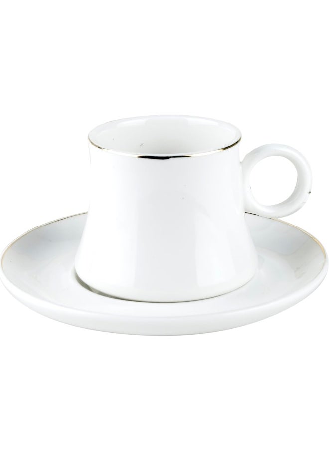 Cuisine Art - Shallow Classic 6-Piece 183Cc Tea Cup Set In White Porcelain Ceramic - Elegant Cups For Tea Lovers - Image 1