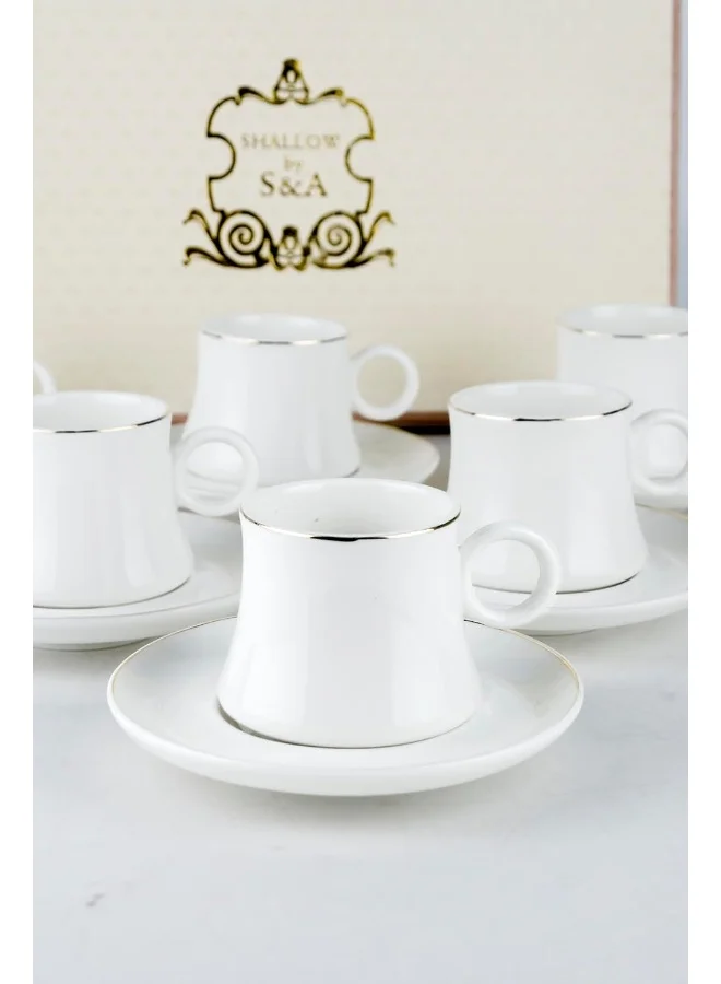 شالو طقم أكواب شاي كلاسيكي أبيض من البورسلين  قطع  سي سي