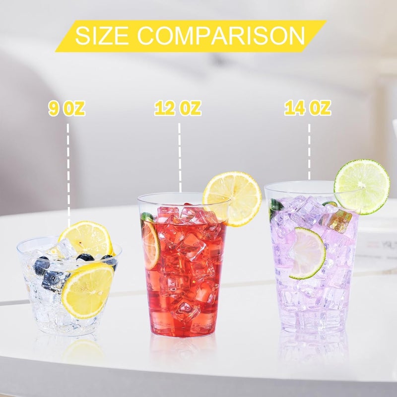 BYSNOW 300 Pack 9 oz Clear Disposable Plastic Cups  Clear Plastic Cups Tumblers Cocktail Glasses  Disposable For Holiday  Wedding  Party - Image 2