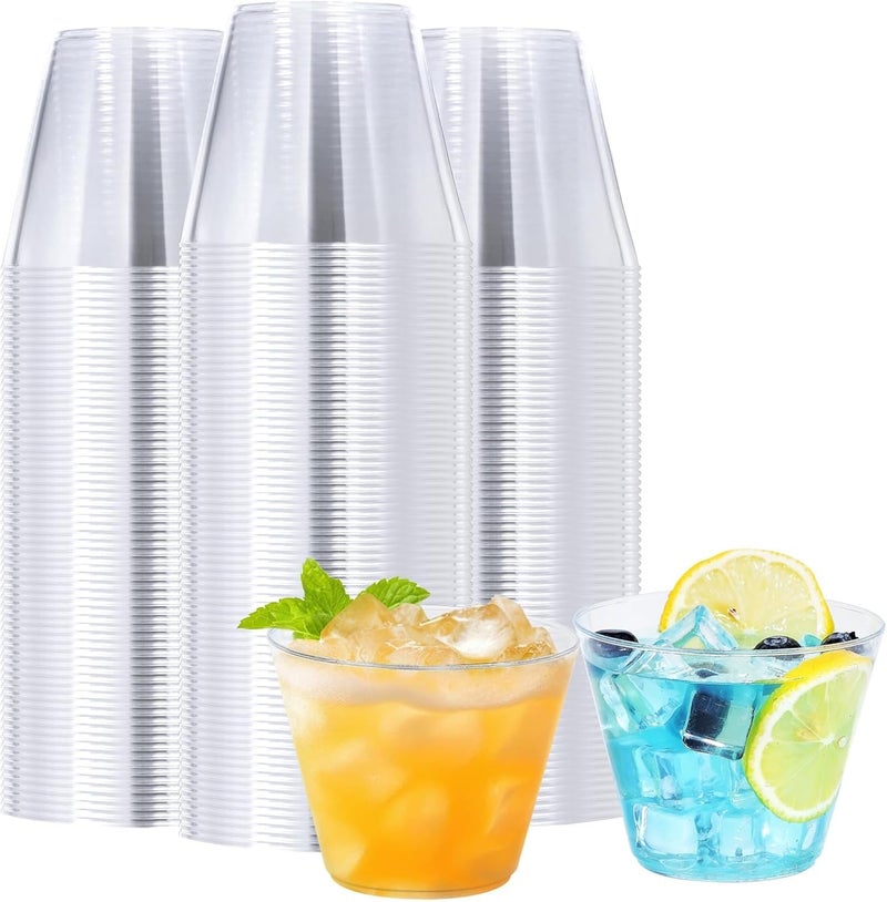 BYSNOW 300 Pack 9 oz Clear Disposable Plastic Cups  Clear Plastic Cups Tumblers Cocktail Glasses  Disposable For Holiday  Wedding  Party - Image 1