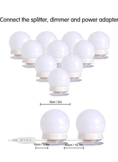 Generic LED Vanity Mirror Lights Hollywood Style Makeup Mirror Bulbs 10 LED Bulbs Kit with Touch Dimmer Lighting Fixture Strip and Power Supply Adapter for Makeup Dressing Table  - Image 3
