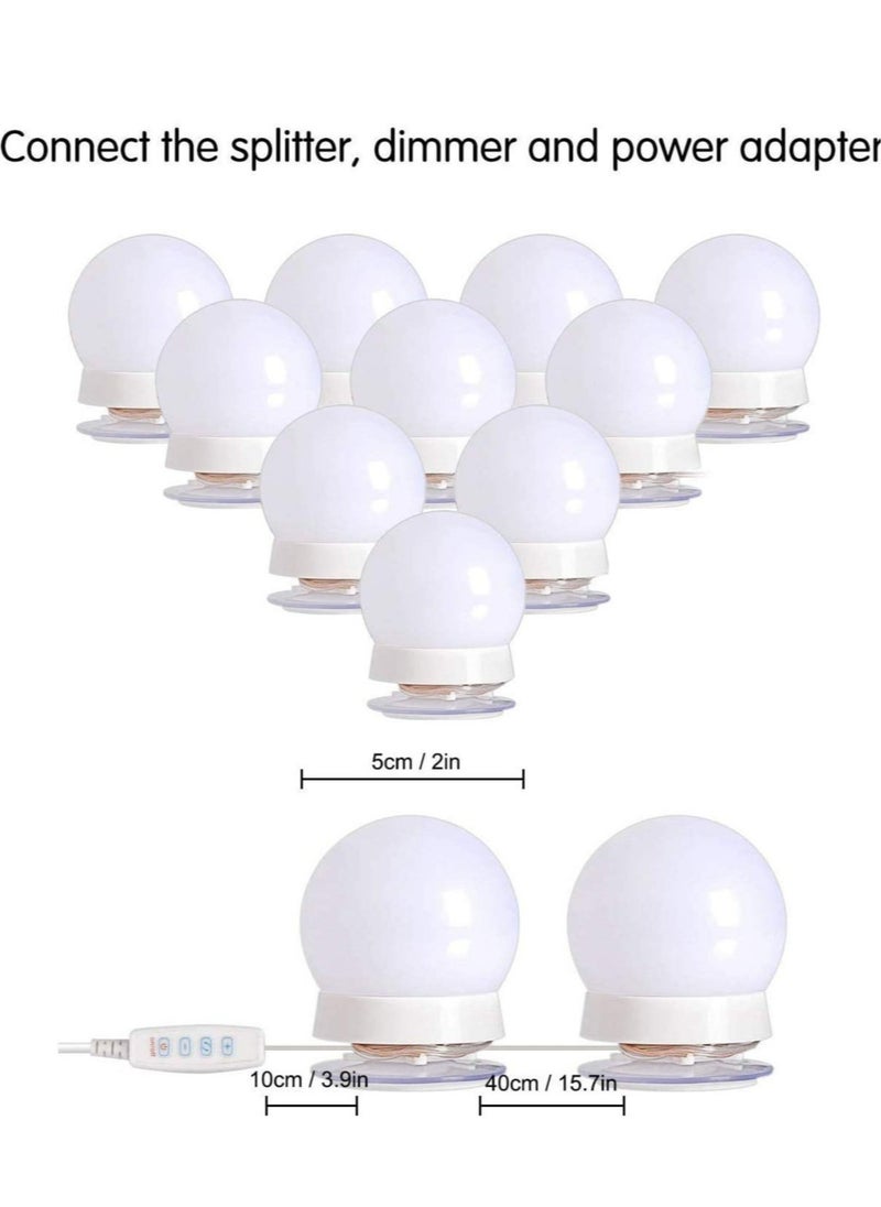 Generic LED Vanity Mirror Lights Hollywood Style Makeup Mirror Bulbs 10 LED Bulbs Kit with Touch Dimmer Lighting Fixture Strip and Power Supply Adapter for Makeup Dressing Table  - Image 3