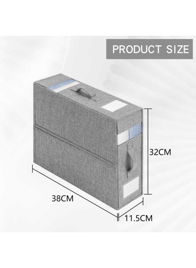 3-Pack Foldable Closet Organizer with Clear Window & Handles, Extra Large Storage for King, Queen Comforters, Blankets, Bed sheets, Under Bed Storage, Sheet Organizer (Grey, MY023) - Image 3