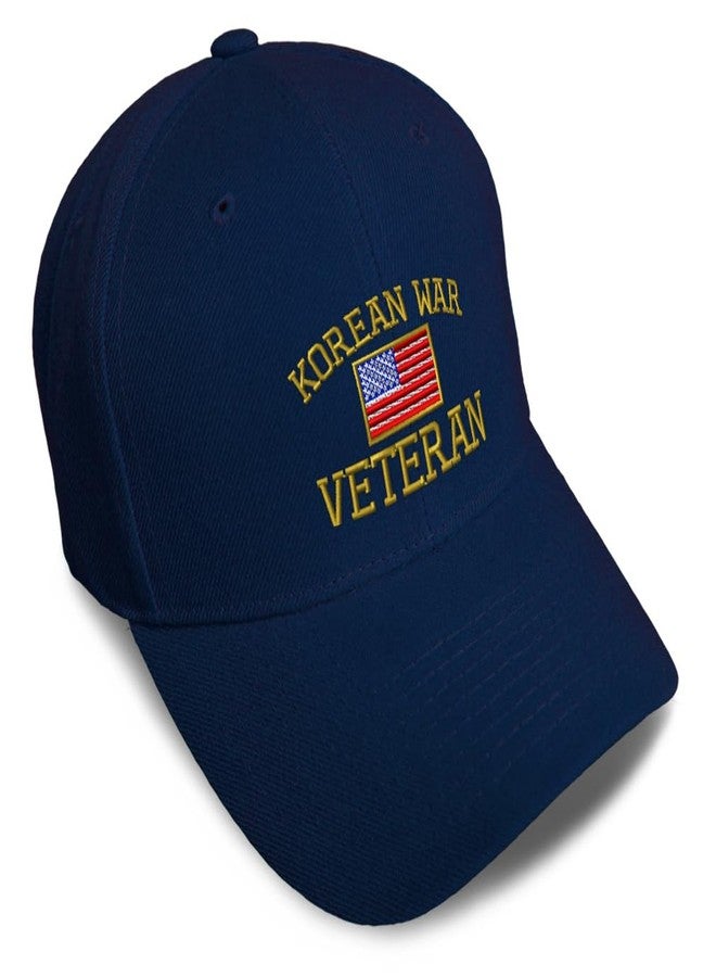 Speedy Pros Baseball Cap American Veteran Korean War A Embroidery Acrylic Dad Hats for Men & Women Strap Closure Navy - Image 1