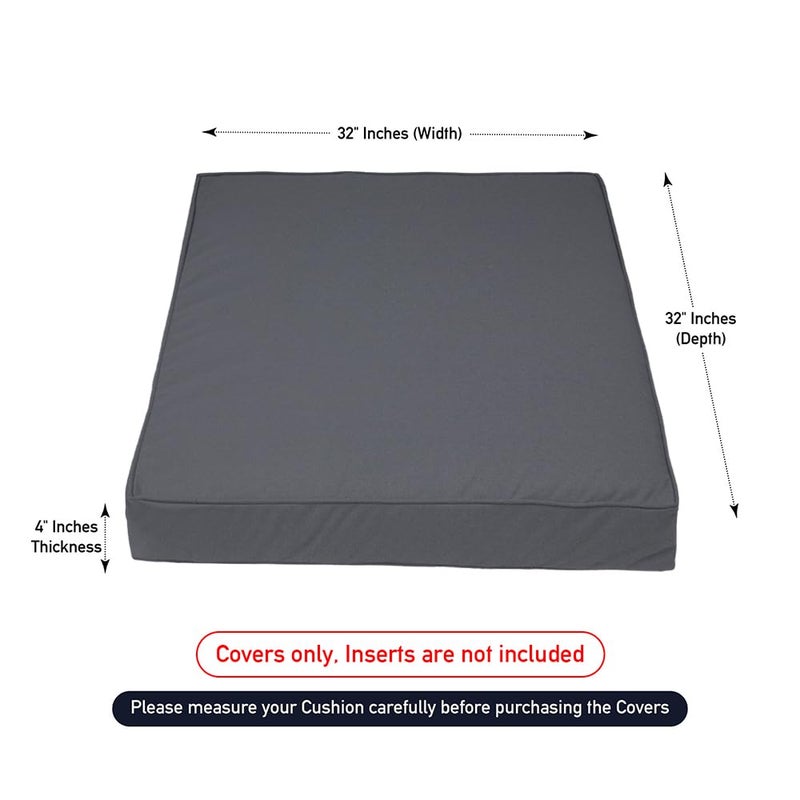 Covers & All Square Outdoor Cushion Covers for Patio Furniture Sets, Water, Tear & UV Resistant Polyester Cushion Slipcover with Zippers (Pack of 2) (32" W x 32" D x 4" Thick, Charcoal Gray) - Image 2