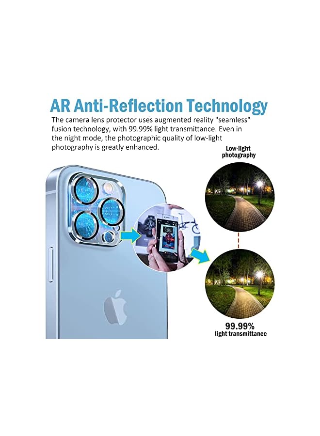 Zaboon Pack] Compatible With Iphone 13 Pro Max/Iphone 13 Pro Camera Lens Protector Tempered Glass,[Case Friendly][Scratch-Resistant][Easy Installation] - Black Circle (13 Pro Max/13 Pro, Clear) - Image 3