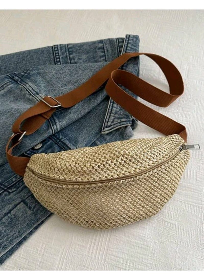 Shein Fashionable Woven Women Handbag, Hollow-Out Cross-Body Bag - Image 2