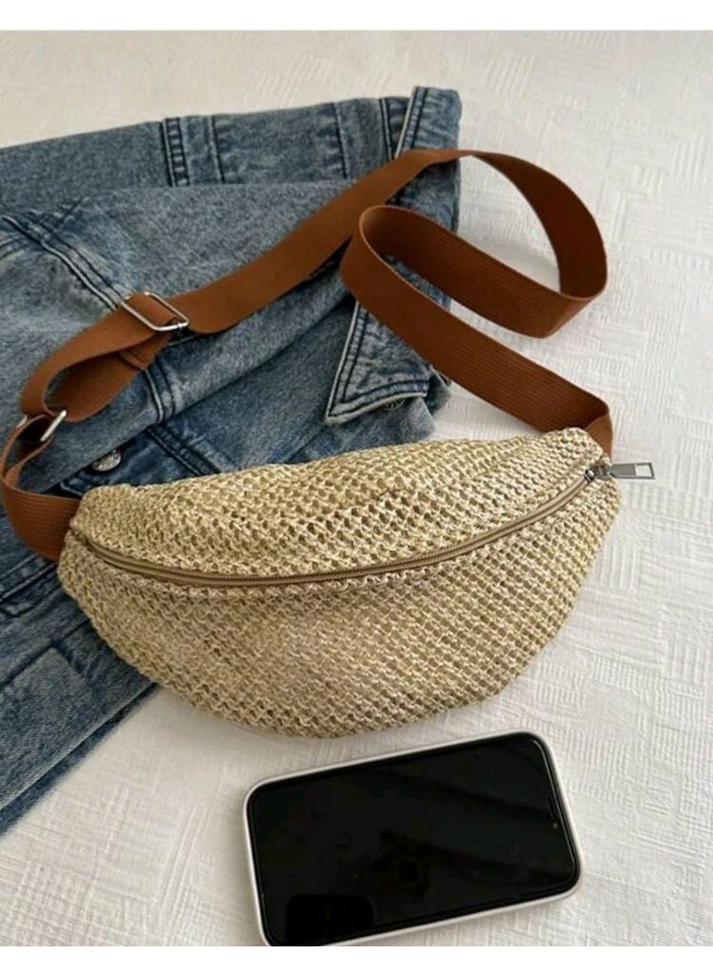 Shein Fashionable Woven Women Handbag, Hollow-Out Cross-Body Bag - Image 4