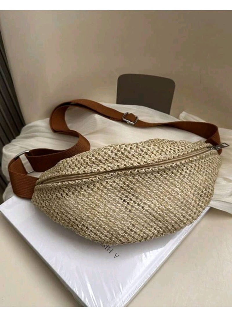 Shein Fashionable Woven Women Handbag, Hollow-Out Cross-Body Bag - Image 3