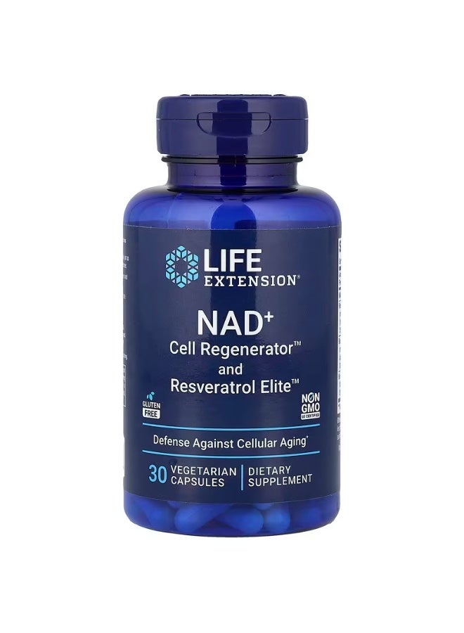 لايف إكستانشن‏, NAD + لتجديد الخلايا وريسفيراترول ، NIAGEN نيكوتيناميد ريبوسيد ، 30 كبسولة نباتية