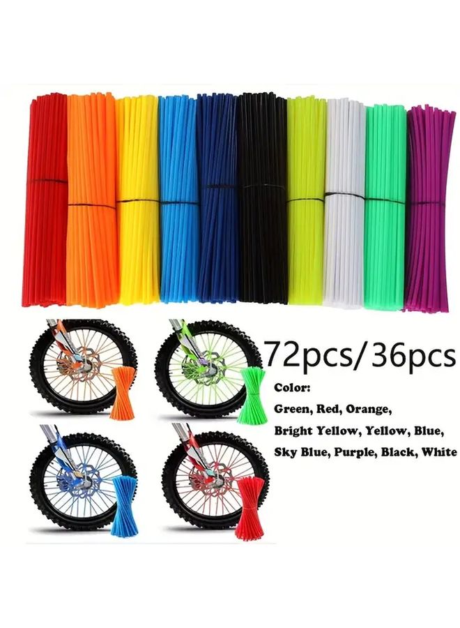 Motorcycle Wheel Spoke Protector Rim Skin Decorative Strip Yellow 36pcs - Image 1