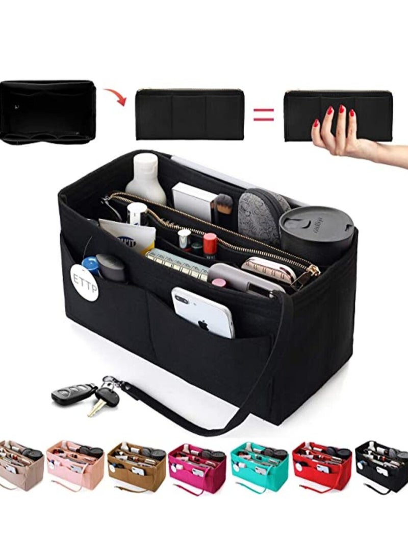 LYNLYN Felt Purse Bag Organizer Insert with zipper For Speedy Neverfull Tote and More  - Image 1