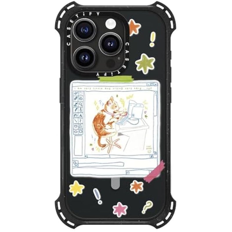 Casetify Bounce iPhone 15 Pro Case 【6X Military Grade Drop Tested / 21.3ft Drop Protection/Compatible with Magsafe】 - Hardworking Cat - Triple Black - Image 4