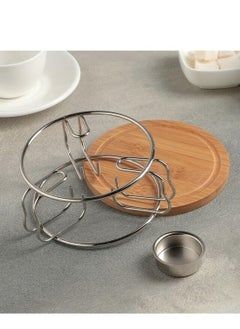 Cc Stainless Steel Tea And Coffee Warmer With Wooden Base 12Cm  - Image 3