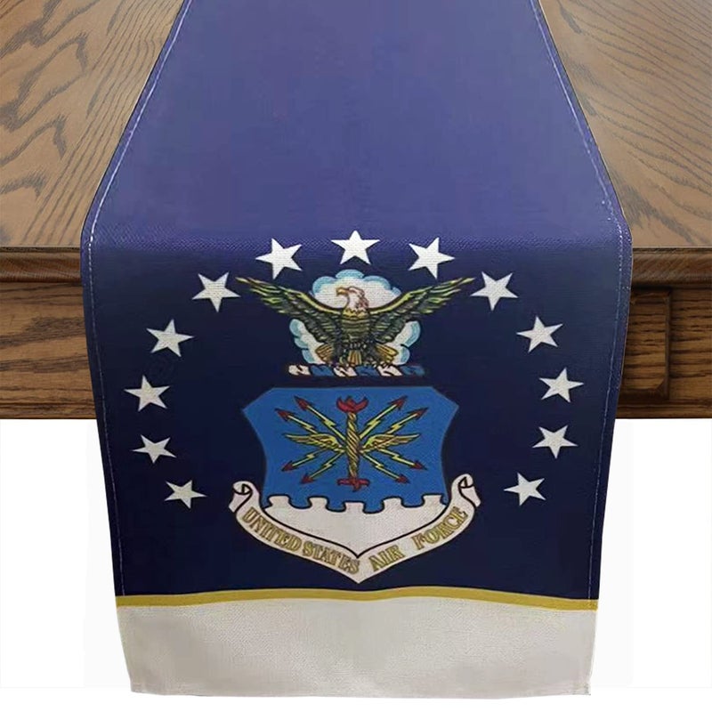 Patriotic Military US Air Force Table RunnerMemorial Day Independence Day Veterans Day Military USAF Theme Tablecloth Kitchen Dining Table Linen for Indoor Outdoor Home Party Decor 13 x 72 Inch