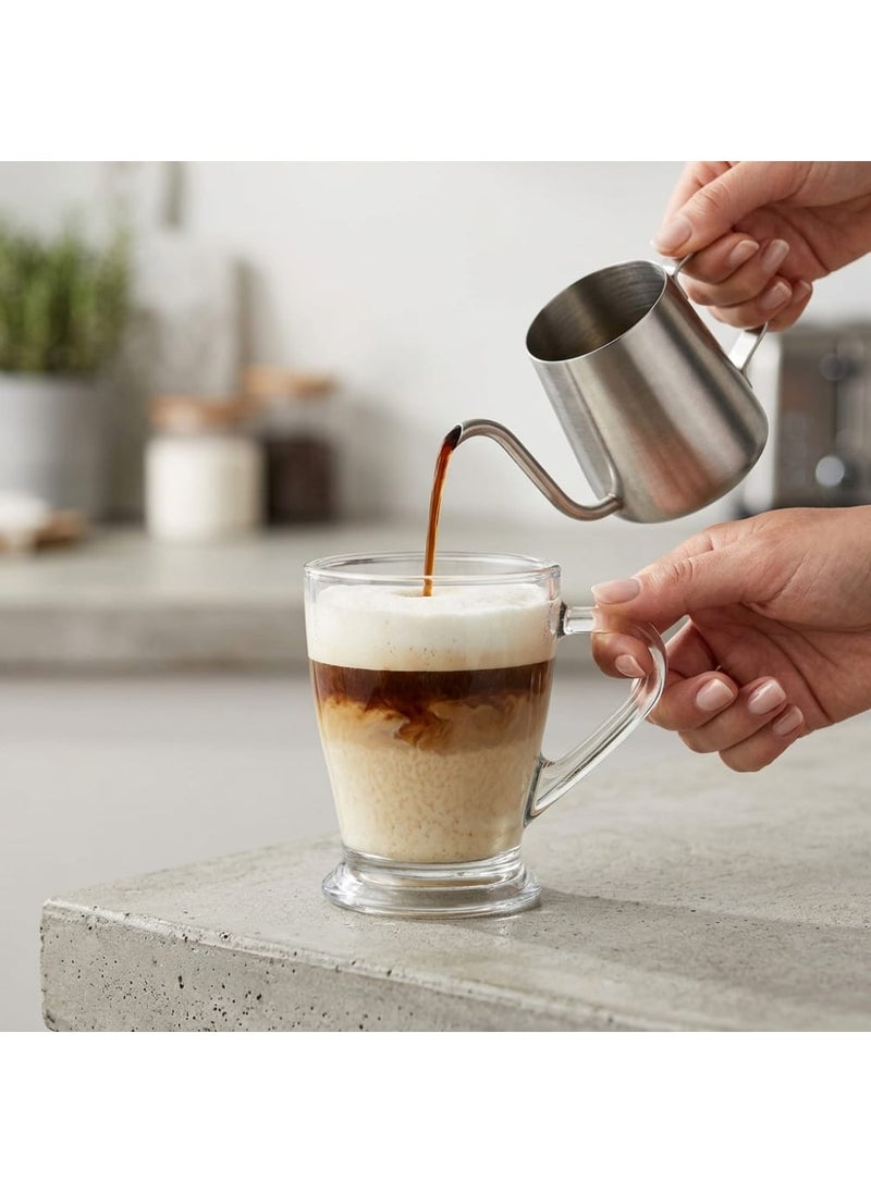 Blinkmax Set of 6 Heat Resistant Glass Mugs, Comfortable Handle for Hot Drinks, Clear Cups for Coffee and Tea, Suitable for Home and Office - Transparent - Image 4