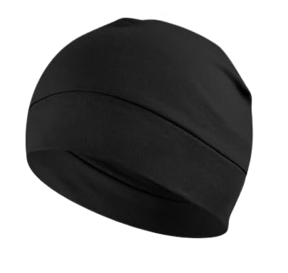 PAROPKAR 100% Cotton Lycra Skull Caps Lightweight Beanie Sleep Hats Breathable Helmet Liner Cap Cycling Hat Cap for Men and Women (Black) - Image 1