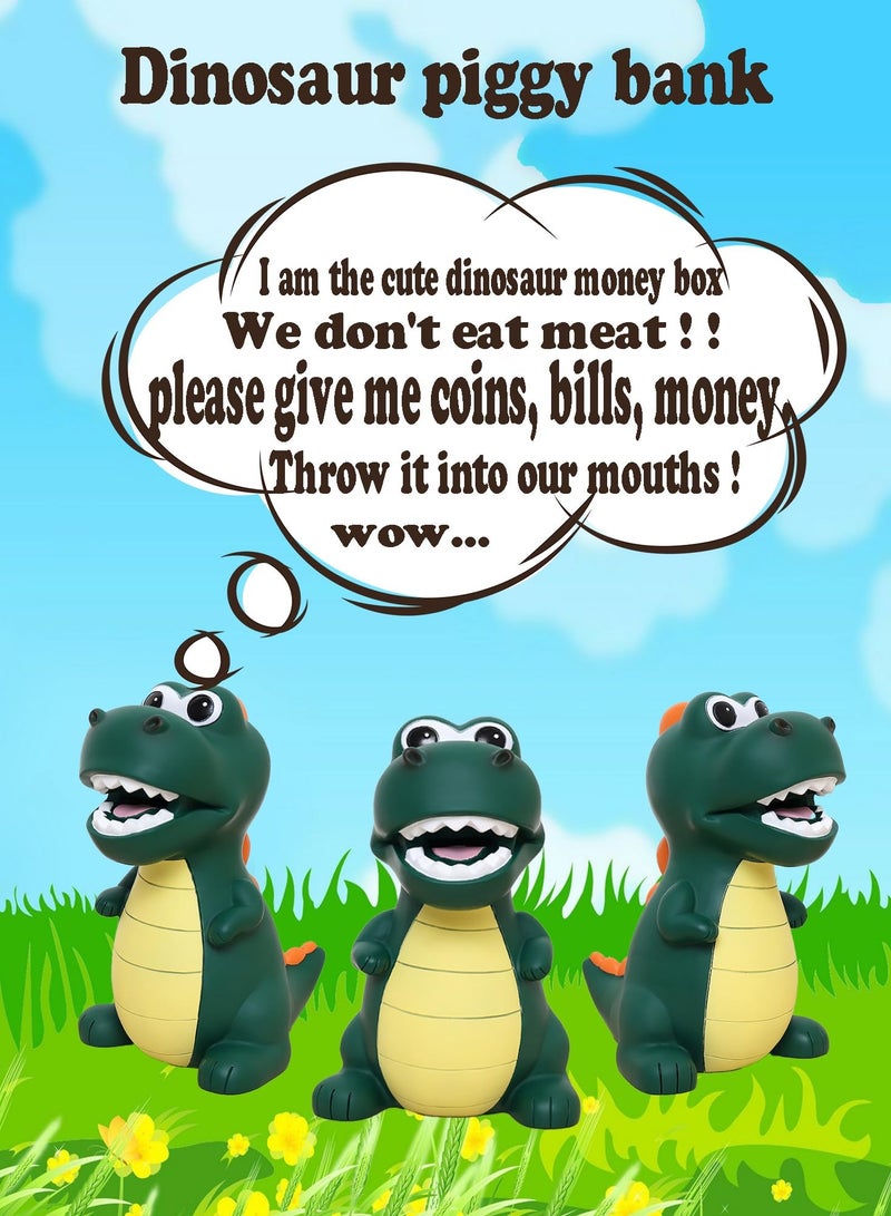 SYOSI Piggy Bank Unbreakable Plastic Dinosaur Piggy Bank for Boys Cute Dinosaur Kids Money Coin Bank First Coin Bank for Childcare Fall Proof Let Children Learn to Save Money Birthday Gifts Dark Green - Image 3