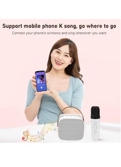 DIGI CORE Mini Karaoke Machine Portable Speaker Bluetooth Karaoke Speaker With Wireless Mic For Kids And Adults Mini Wireless Speaker For Indoor And Outdoor Party And Birthday Bluetooth Speaker White  - Image 2
