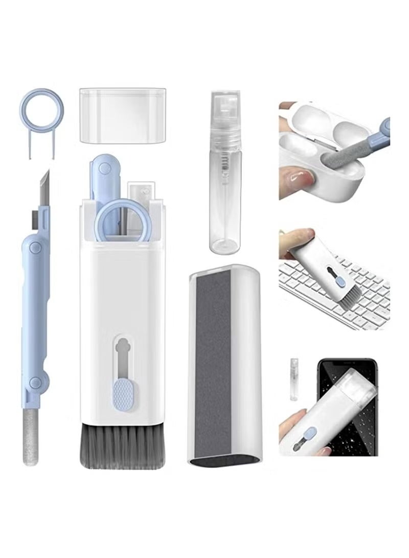 مجموعة تنظيف لوحة المفاتيح 7 في 1 مجموعة تنظيف إلكترونيات أداة تنظيف متعددة الوظائف للكمبيوتر الشخصي والشاشة والهاتف المحمول والكمبيوتر وسماعات الأذن - Image 1