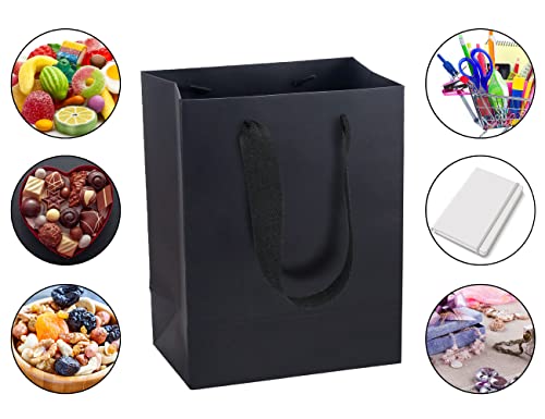 HUAPRINT Black Paper Bags - Gift & Shopping Bags with Ribbon Handles, 30 Packs, 7x4x9Inch - Perfect for Clothes, Parties, Weddings & Business Merchandise - Image 4