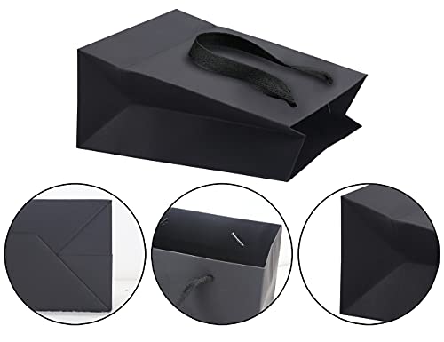HUAPRINT Black Paper Bags - Gift & Shopping Bags with Ribbon Handles, 30 Packs, 7x4x9Inch - Perfect for Clothes, Parties, Weddings & Business Merchandise - Image 3