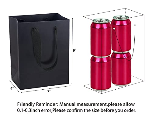 HUAPRINT Black Paper Bags - Gift & Shopping Bags with Ribbon Handles, 30 Packs, 7x4x9Inch - Perfect for Clothes, Parties, Weddings & Business Merchandise - Image 2