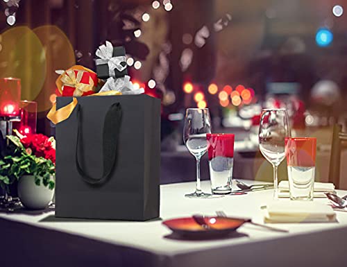 HUAPRINT Black Paper Bags - Gift & Shopping Bags with Ribbon Handles, 30 Packs, 7x4x9Inch - Perfect for Clothes, Parties, Weddings & Business Merchandise - Image 5