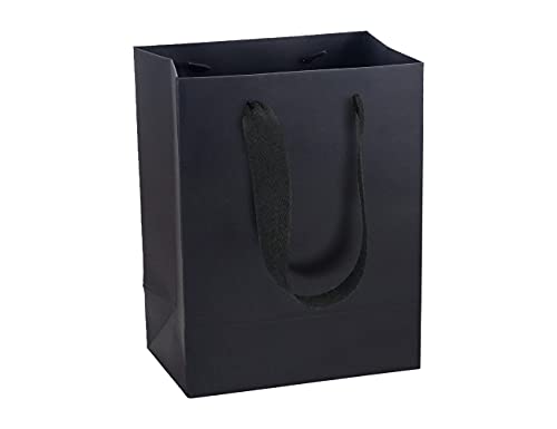 HUAPRINT Black Paper Bags - Gift & Shopping Bags with Ribbon Handles, 30 Packs, 7x4x9Inch - Perfect for Clothes, Parties, Weddings & Business Merchandise - Image 1