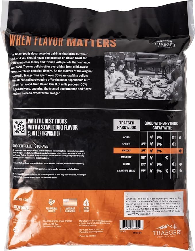 TRAEGER PEL319 Hickory 100% All-Natural Hardwood Grill Pellets - Image 3