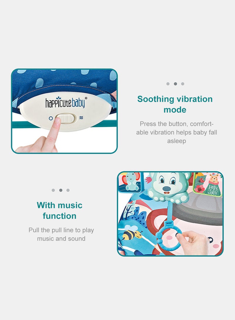 ما بيبي كرسي هزاز هزاز موسيقي للأطفال متعدد الوظائف، كرسي هزاز للأطفال حديثي الولادة مع حلية لعبة وحزام أمان - Image 3