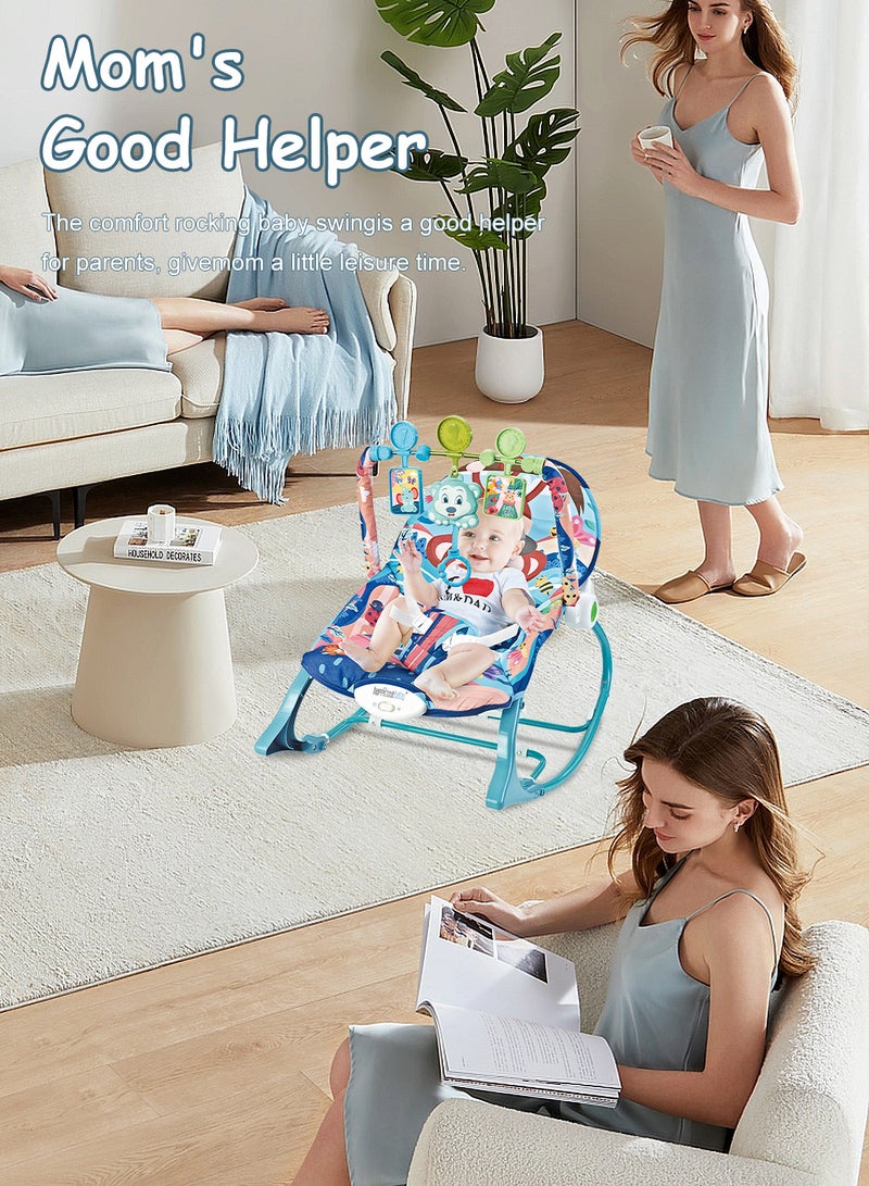 ما بيبي كرسي هزاز هزاز موسيقي للأطفال متعدد الوظائف، كرسي هزاز للأطفال حديثي الولادة مع حلية لعبة وحزام أمان - Image 4