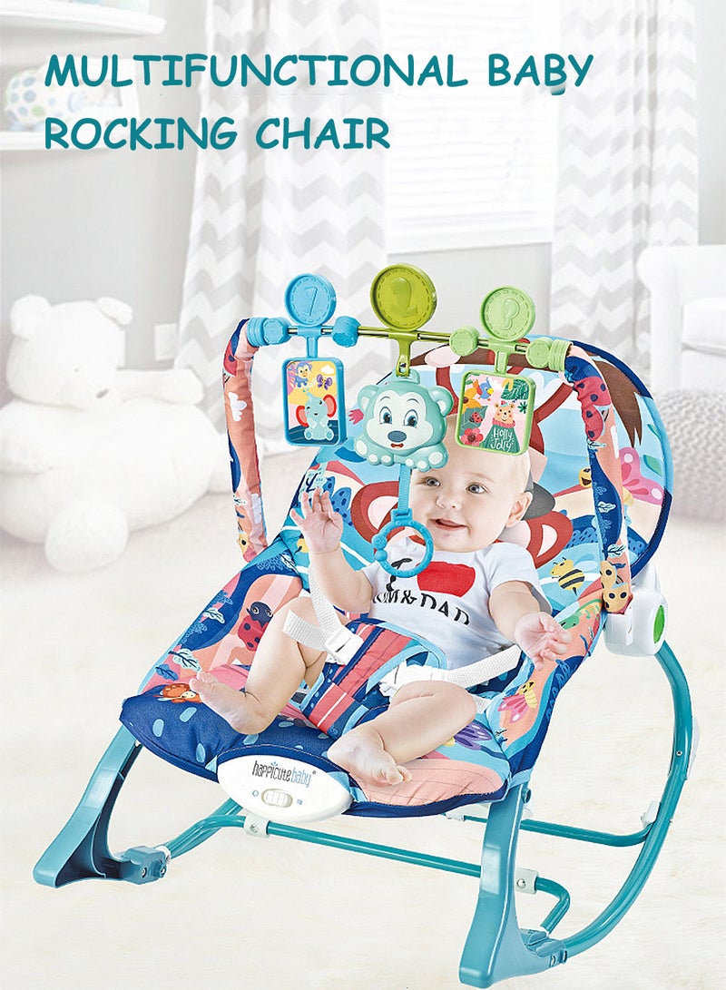 ما بيبي كرسي هزاز هزاز موسيقي للأطفال متعدد الوظائف، كرسي هزاز للأطفال حديثي الولادة مع حلية لعبة وحزام أمان - Image 5