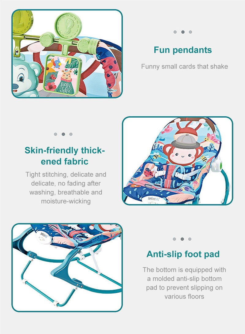 ما بيبي كرسي هزاز هزاز موسيقي للأطفال متعدد الوظائف، كرسي هزاز للأطفال حديثي الولادة مع حلية لعبة وحزام أمان - Image 2