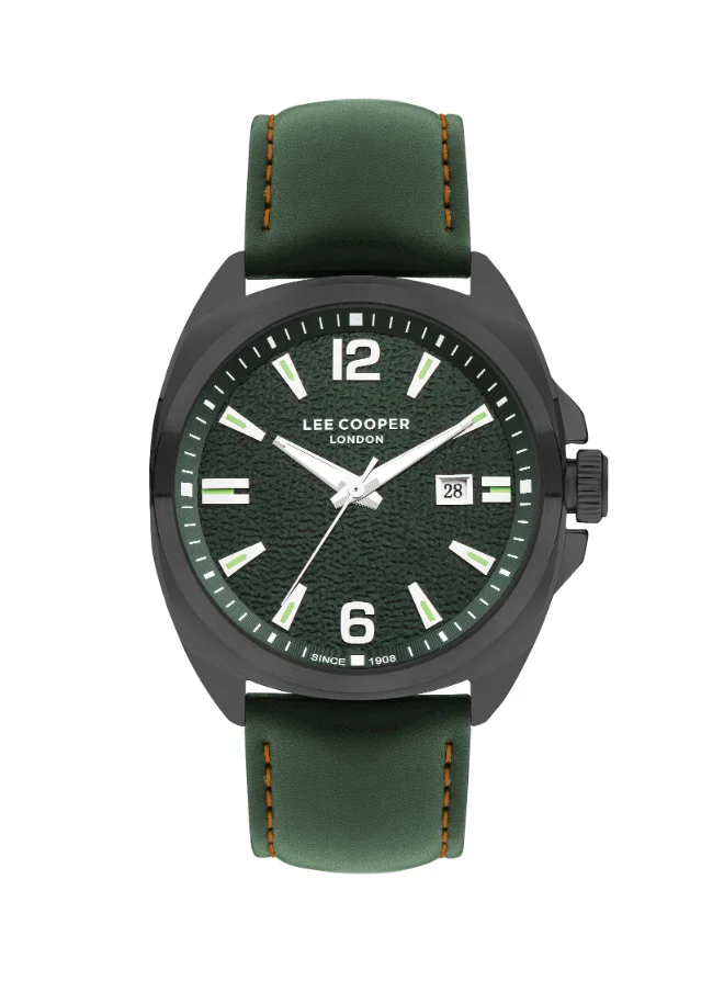 Lee Cooper Lee Cooper LC07858.077 Men's Analog Display Watch & Leather Strap Green