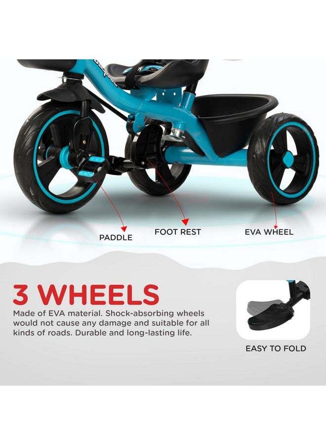 BAYBEE Baybee Baby Tricycle for Kids, Smart Plug & Play Kids Cycle with Eva Wheels, Bell, Storage Baskets & High Backrest | Kids Tricycle Trike | Baby Cycle for Kids 2 to 5 Years Boy Girl (Trixg Pro Blue) - Image 4