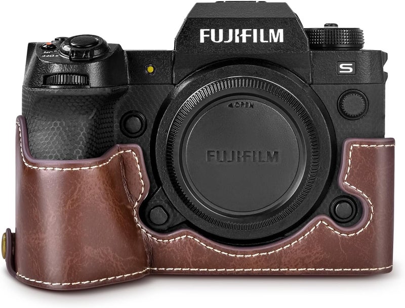 Rieibi XH2S XH2 Case  Quality PU Leather Half Case for Fujifilm XH2S XH2 Digital Camera  Body Protective Grip Case for Fuji XH2s XH2  Coffee - Image 1
