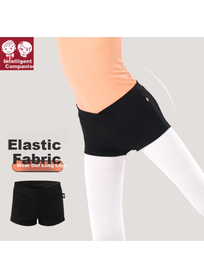 Smart Friends Zhiyou Baner Children's Dance Shorts, High-waist, Black, Ballet Leotard, Girls' One-piece Shorts, For Practice, Dancing, And Exams - Image 1