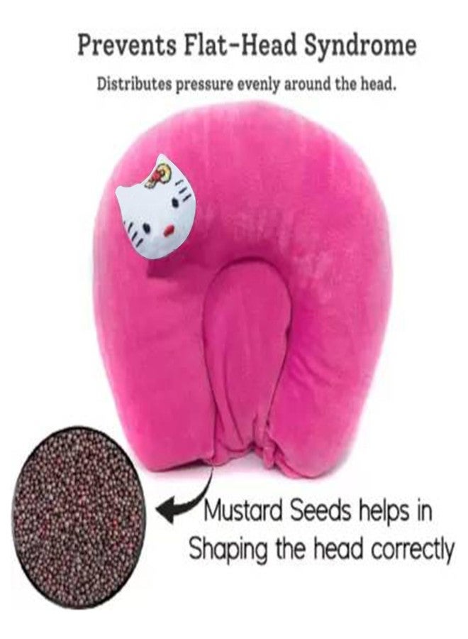 S-SQUARE Seed Pillow for New Born Baby Ideal for Round Head Shaping Seed Pillow with Foam Cotton Cover U Shape for Head Shaping Baby 0 to 18 Months Kids (Pink) - Image 2