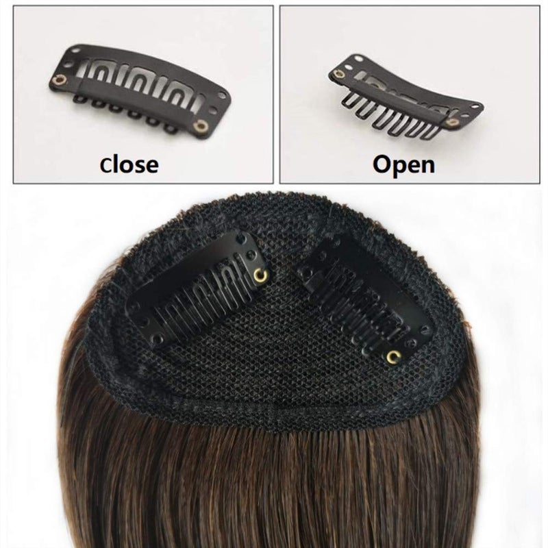 Dsoar Thick Side Bangs Clip In Real Human Hair Bangs Natural Clip On Side Bangs Straight Fringe Hair Extensions(Natural Black Color,With Temples) - Image 4