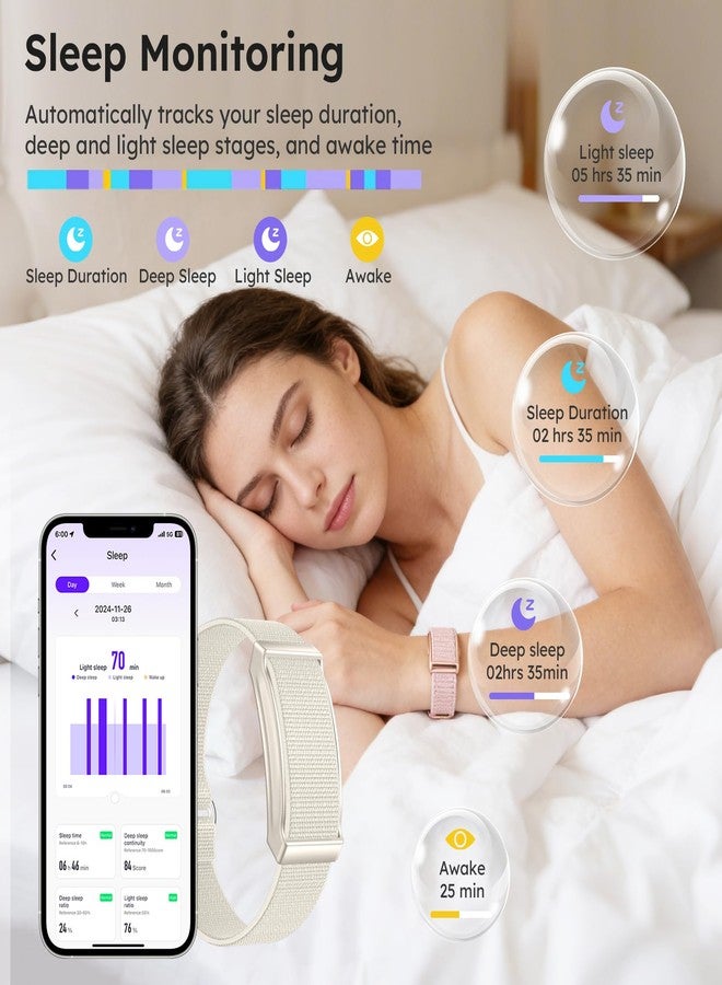 Loluka Smart Bracelet for Women and Men with 2 Bands, Screenless Fitness Tracker No Screen Lightweight for 100+ Sports IP68 Waterproof Wearable Activity Wristband Heart Rate Sleep Monitor - Image 3