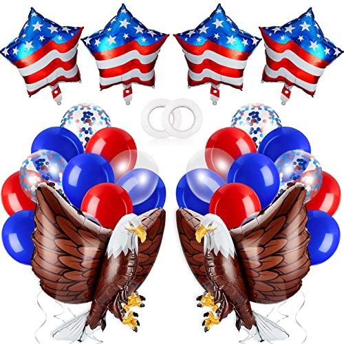 Sosation 24 Pcs 250th Anniversary Patriotic Eagle Balloon USA Red Blue and White Balloons Memorial Day Party Decorations Large Eagle Foil Balloons Fourth of July Star American Flag Decor for Birthday Party - Image 1