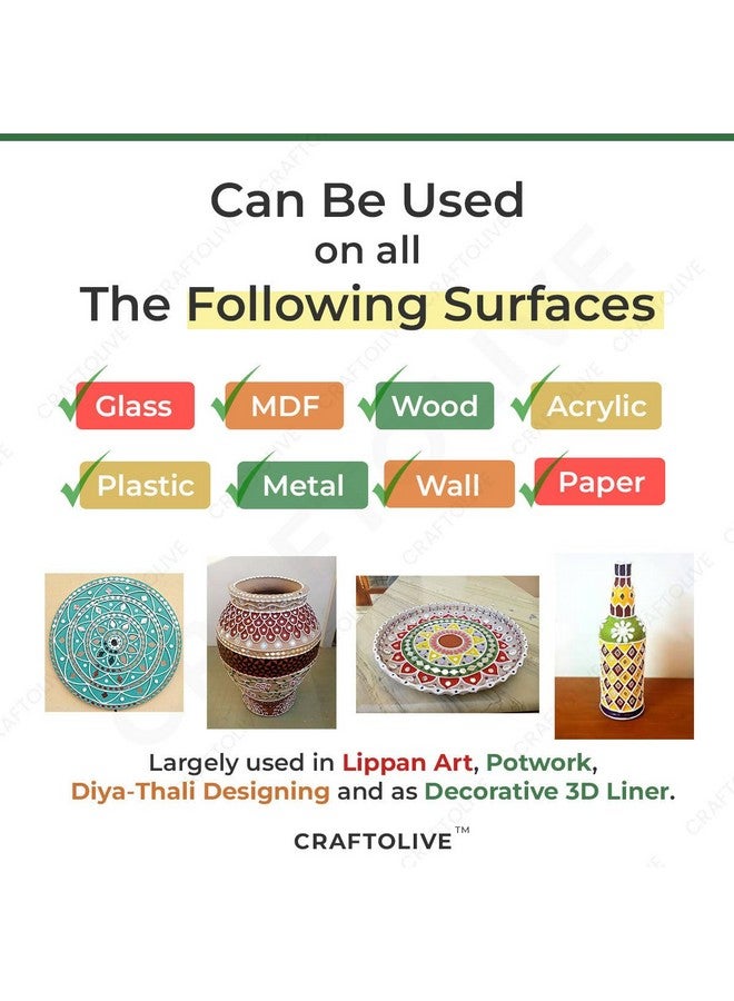 Craftolive White Ceramic Cones (Liquid Paste) for Arts & Crafts, Lippan Art and Decorative Purposes, Pack of 8 Cones - Image 3