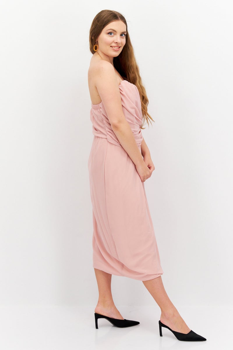 TFNC Women Plus Size Plain Midi Casual Dress, Pink - Image 2