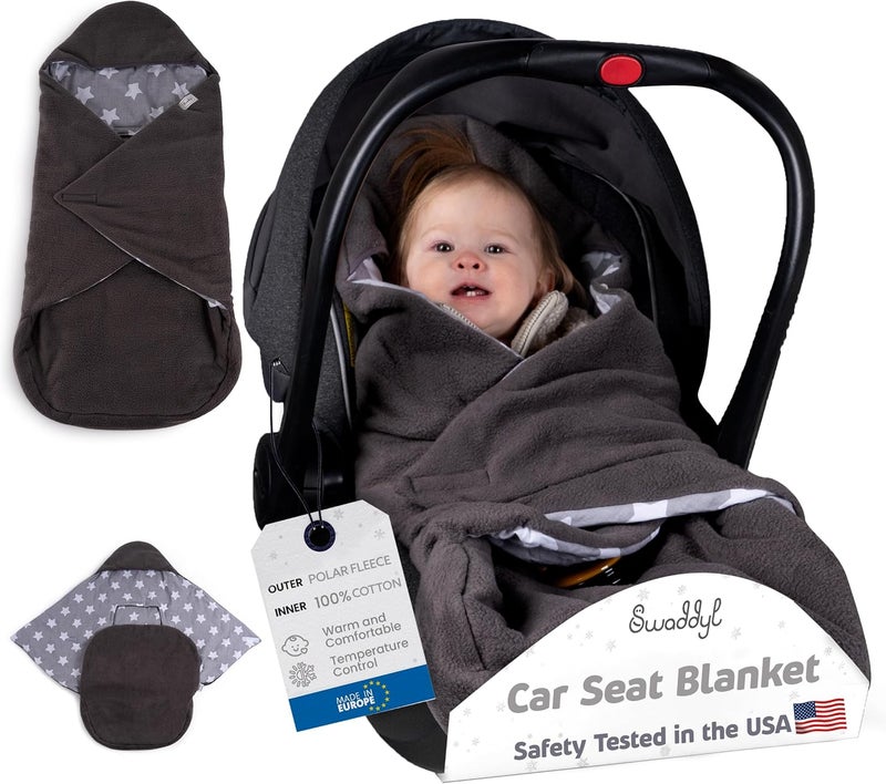 Swaddyl Car Seat Blankets for Babies Winter - Stroller Footmuff Carseat Cover Baby 5 Point Harness - Swaddle Bunting Bag (Grey) - Image 1